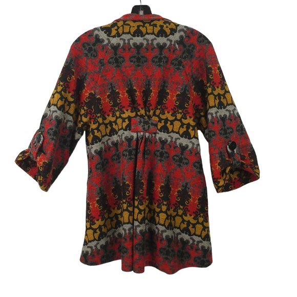 Luii Button Front Cardigan Womens M Wool Blend Slit Pockets Tab Half Sleeve - Picture 2 of 16